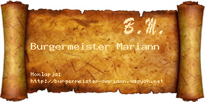 Burgermeister Mariann névjegykártya