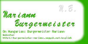 mariann burgermeister business card